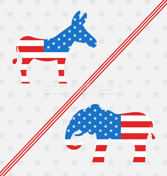 Burro elefante símbolos votar EUA ilustração Foto stock © smeagorl