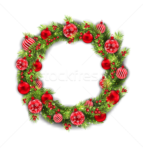 Christmas Wreath with Balls, New Year and Christmas Decoration Stock photo © smeagorl