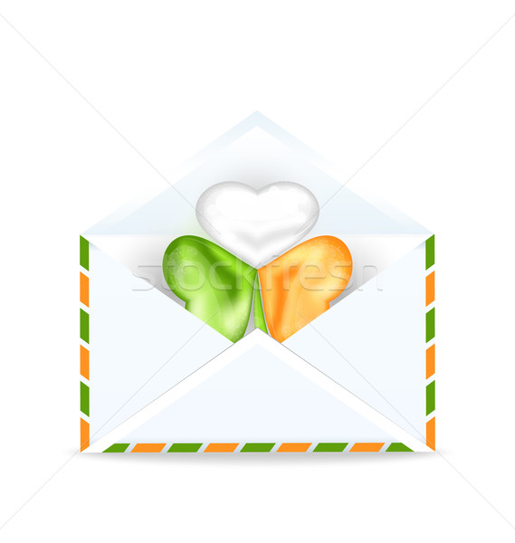 Envelope with clover in Irish flag color for St. Patrick's Day Stock photo © smeagorl