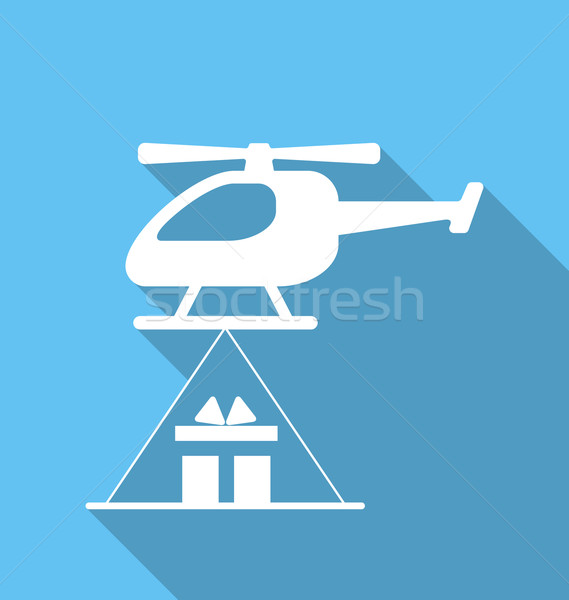 Helikopter házhozszállítás karton csomagok illusztráció hirdetés Stock fotó © smeagorl