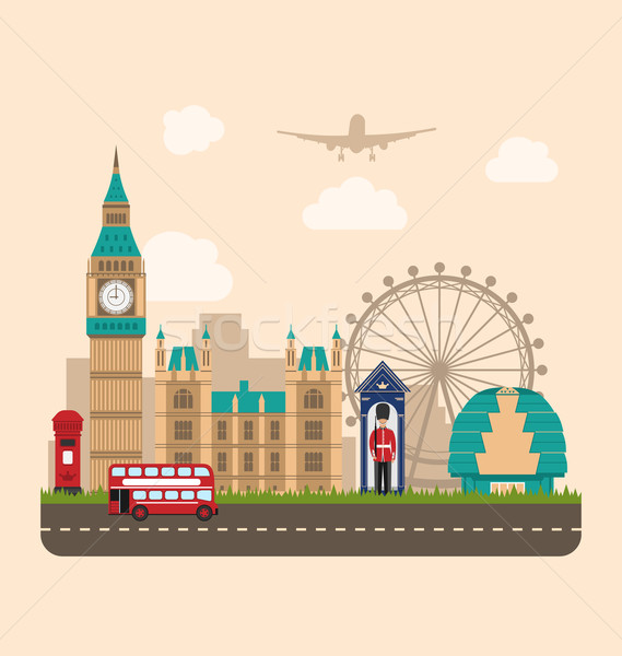 Terv poszter utazás Anglia városi illusztráció Stock fotó © smeagorl