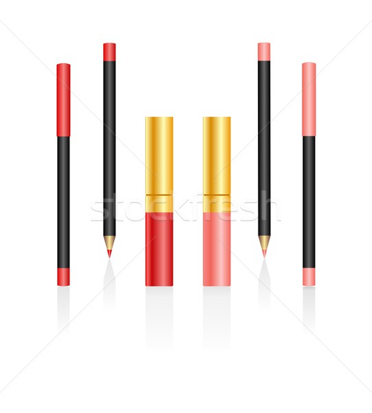 Lipsticks and pencils isolated on a white background Stock photo © smeagorl