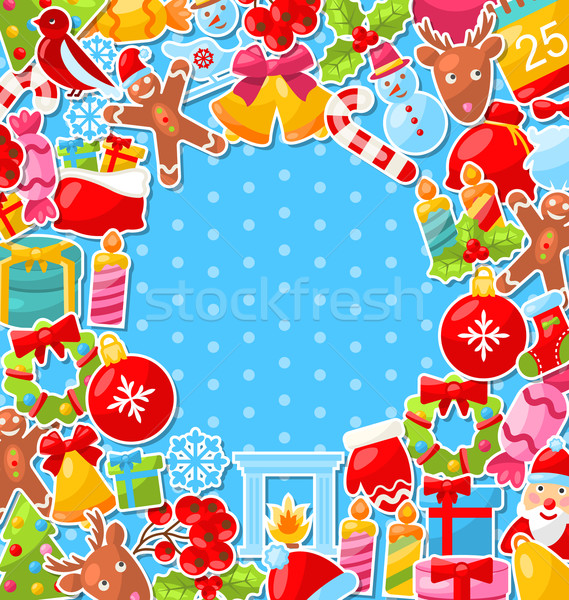 Merry Christmas Background with Traditional Colorful Object Stock photo © smeagorl