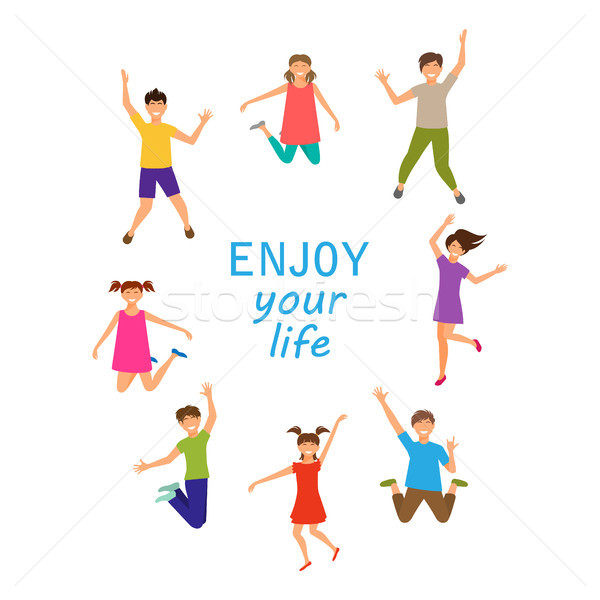 Genießen Leben glücklich Kinder springen isoliert Stock foto © smeagorl
