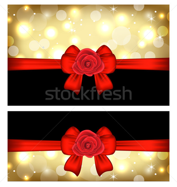 Foto stock: Navidad · tarjetas · regalo · arcos · rosas