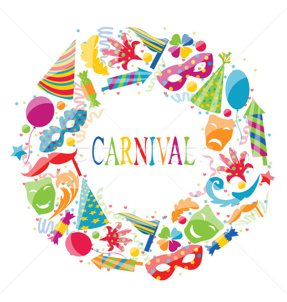 Festive round frame with carnival colorful icons Stock photo © smeagorl