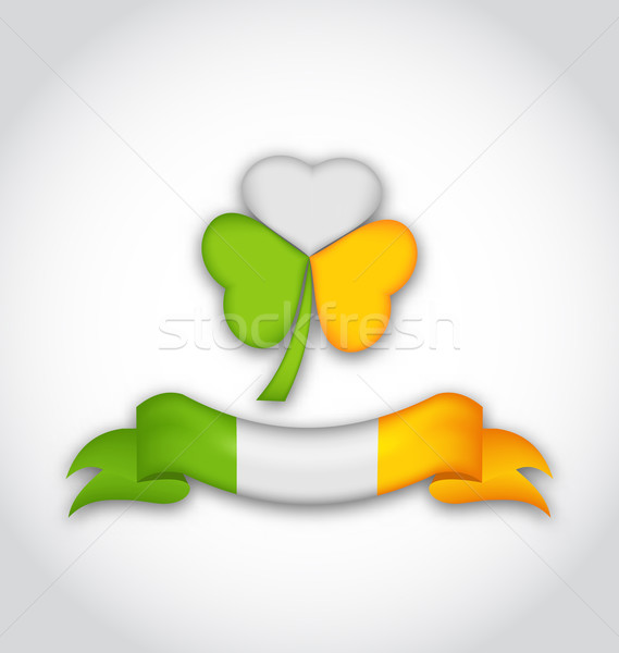Shamrock and ribbon in traditional Irish flag colors for St. Pat Stock photo © smeagorl
