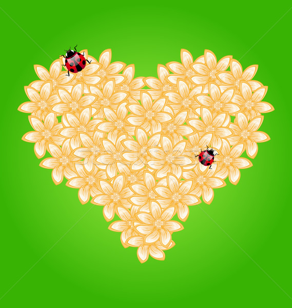 Romantic heart flowers and ladybug Stock photo © smeagorl