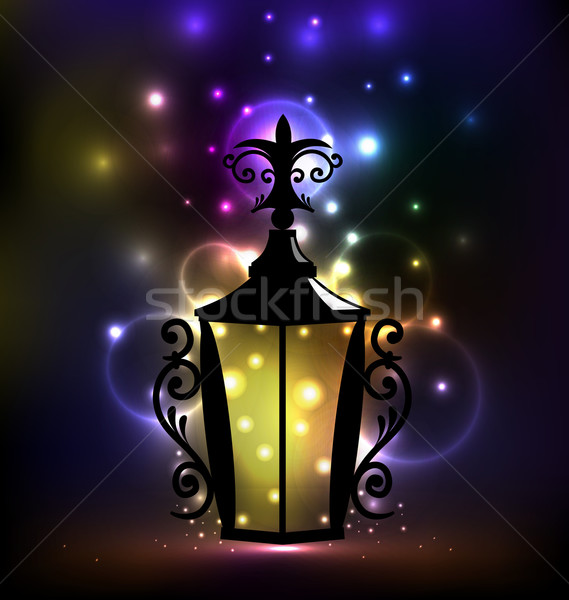 Arabskie latarnia ramadan ilustracja świetle Świeca Zdjęcia stock © smeagorl