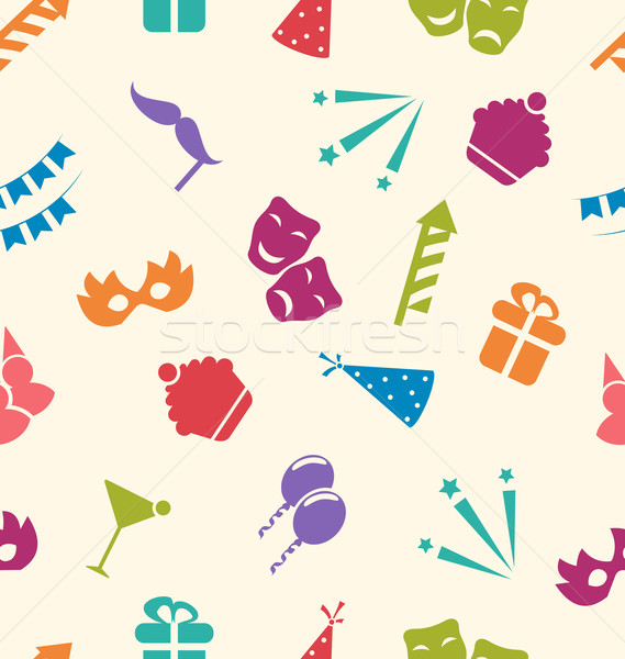 Seamless Pattern of Party Objects, Wallpaper for Holidays Stock photo © smeagorl