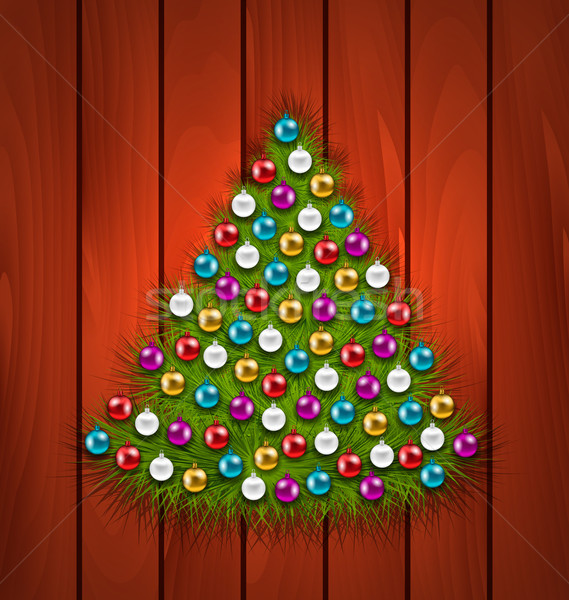 Christmas Tree Decorated Colorful Balls Stock photo © smeagorl