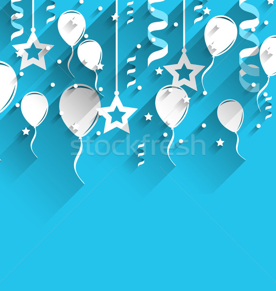 Birthday Background with Balloons, Stars and Confetti Stock photo © smeagorl