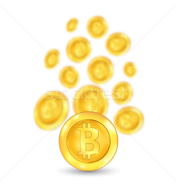 Bitcoin. Bit coin. Digital Currency. Cryptocurrency. Golden Icon Blurred Stock photo © smeagorl