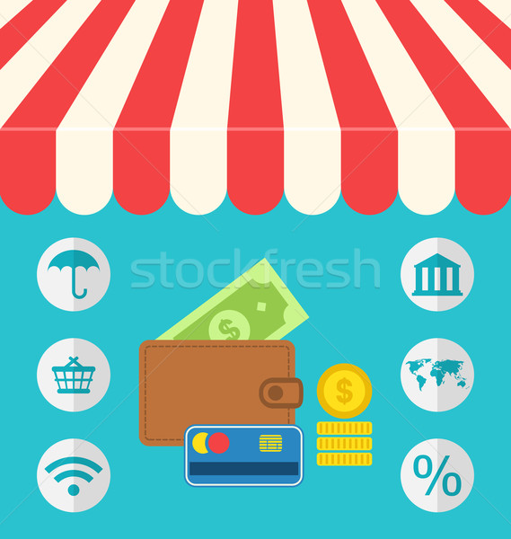 Business concept flat icons set of online shopping and payment i Stock photo © smeagorl