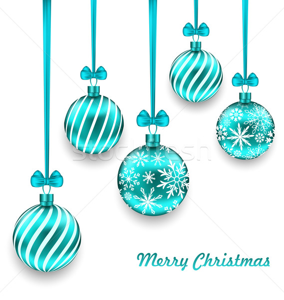 Christmas Background with Turquoise Glassy Balls Stock photo © smeagorl