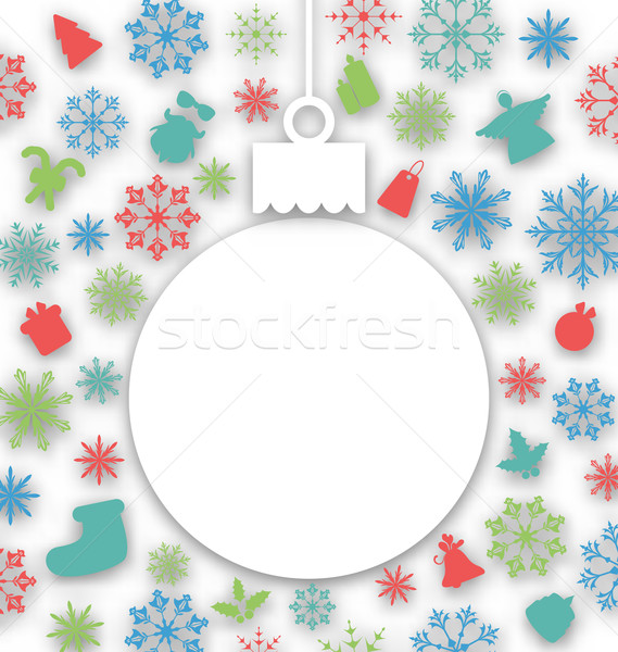 Christmas paper ball on texture with traditional elements Stock photo © smeagorl
