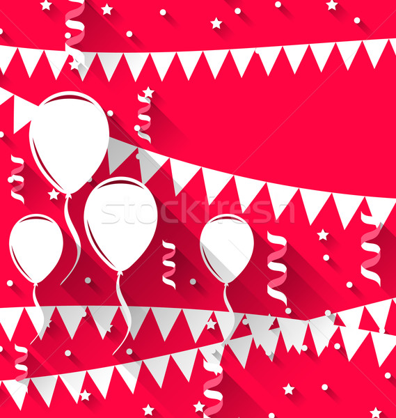 Happy birthday background with balloons and hanging pennants, tr Stock photo © smeagorl