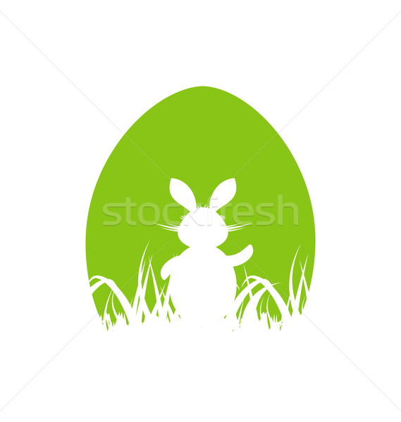 Cartoon Easter poster with rabbit and grass Stock photo © smeagorl
