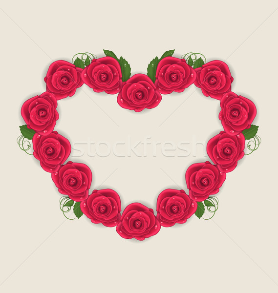 Floral cartão postal coração rosas valentine dia Foto stock © smeagorl