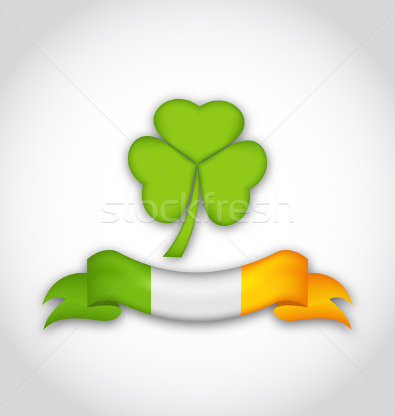Clover with ribbon in traditional Irish flag colors for St. Patr Stock photo © smeagorl