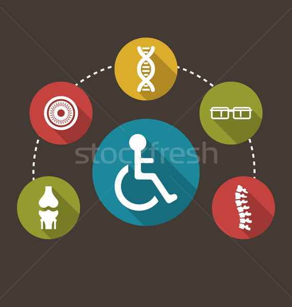 Stockfoto: Kleurrijk · iconen · gehandicapten · geboorte · illustratie