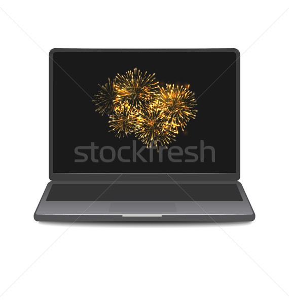 Laptop Screen Display with Firework Stock photo © smeagorl