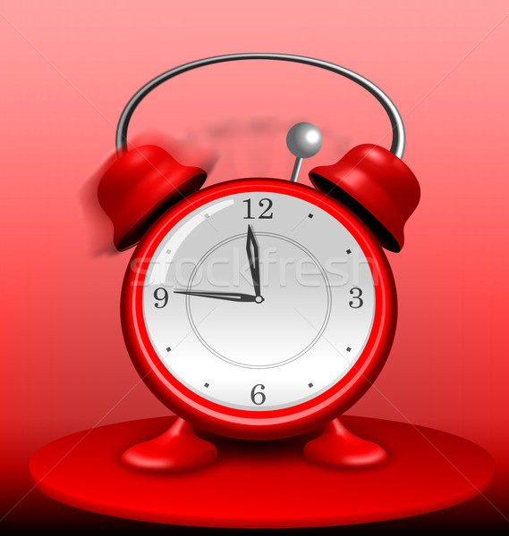 Stock photo: Red Alarm Clock Ringing Wildly