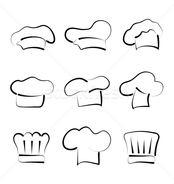 Set of chef hats isolated on white background, sketch style Stock photo © smeagorl