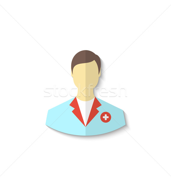 Flat icon of medical doctor with shadow isolated on white backgr Stock photo © smeagorl