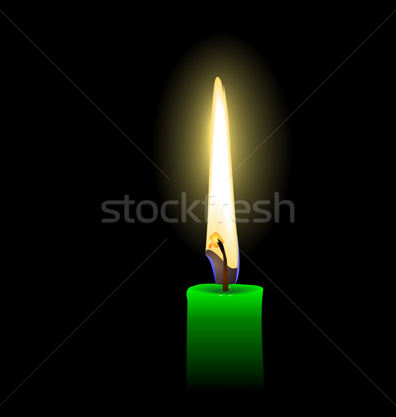 Realistic illustration of green candle - vector Stock photo © smeagorl