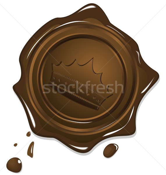 Illustration of wax grunge golden seal with image crown Stock photo © smeagorl