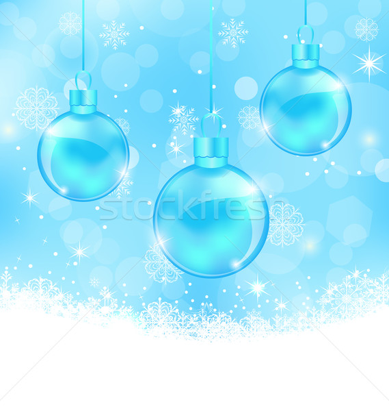 Winter background with Christmas balls and snowflakes Stock photo © smeagorl