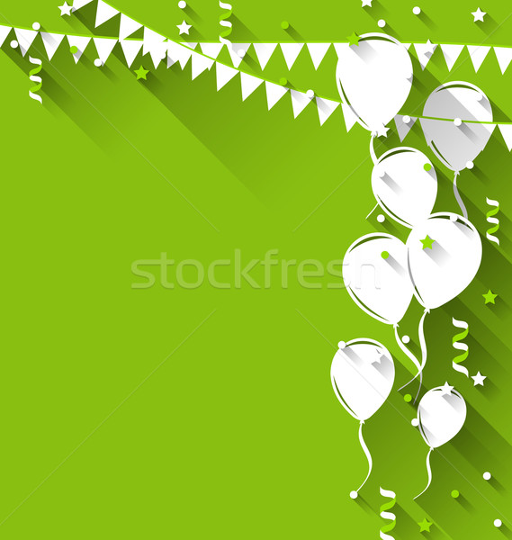 Happy birthday background with balloons and hanging pennants, tr Stock photo © smeagorl