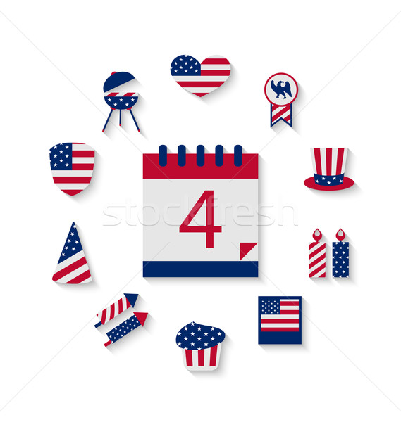 Icons Set USA Flag Color Independence Day 4th of July Stock photo © smeagorl