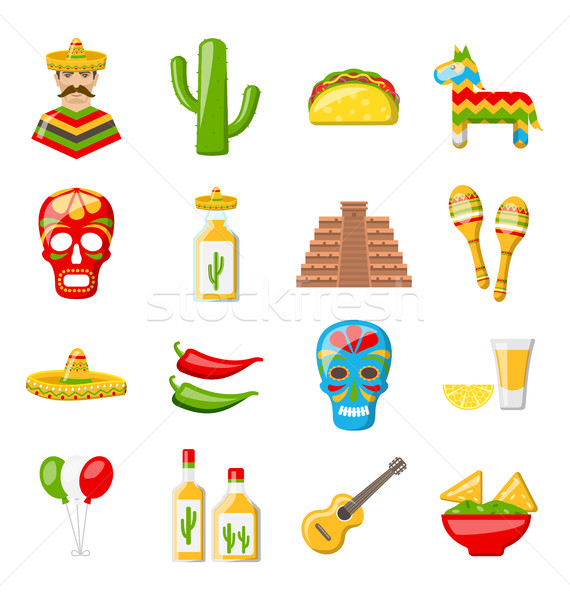 Set of Mexico Icons Isolated on White Background Stock photo © smeagorl