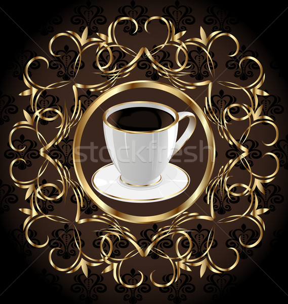 Ornate label for package coffee, floral texture Stock photo © smeagorl