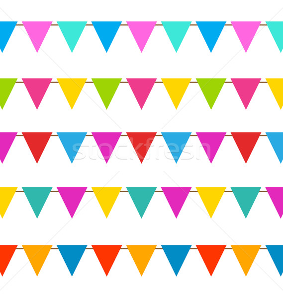 Set Hanging Bunting Pennants, Colorful Decoration Stock photo © smeagorl