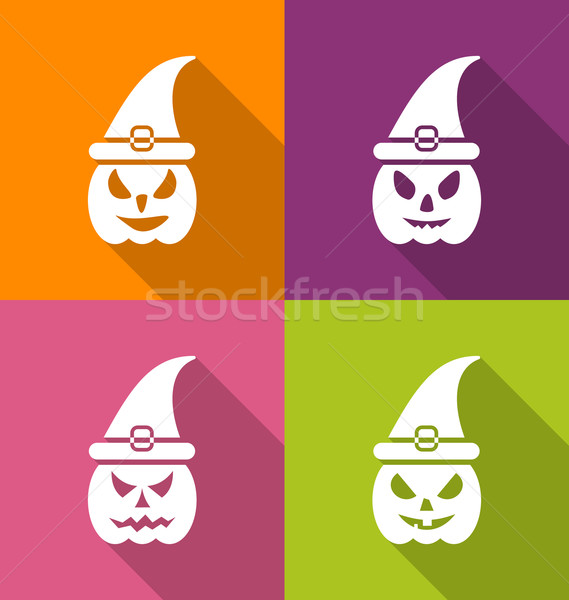 Halloween Carving Paper Pumpkins with Hats Stock photo © smeagorl