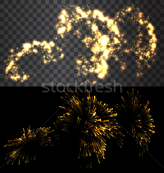 Zestaw odizolowany fajerwerków złoty czarny przezroczysty Zdjęcia stock © smeagorl