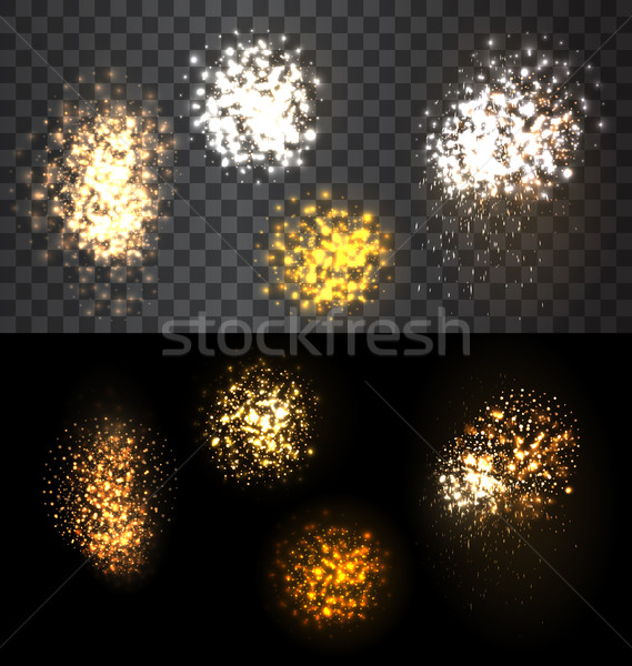 Festive set firework bursting various shapes sparkling Stock photo © smeagorl