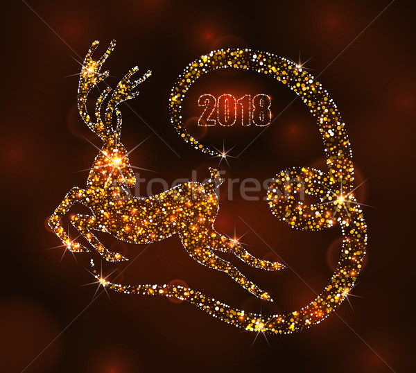 Christmas Light Deer for Happy New Year, Running Stag. Luxury Background Stock photo © smeagorl