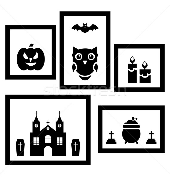  Frames with Halloween Traditional Symbols Stock photo © smeagorl
