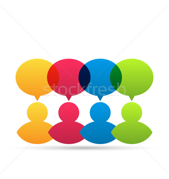 Colorful people icons with dialog speech bubbles Stock photo © smeagorl