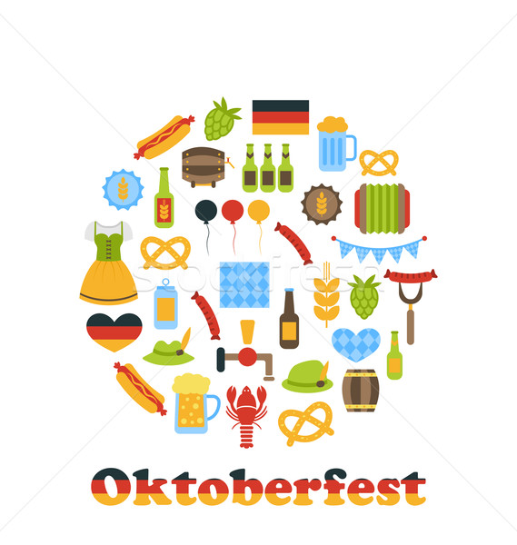 Oktoberfest Colorful Symbols in Round Frame Stock photo © smeagorl
