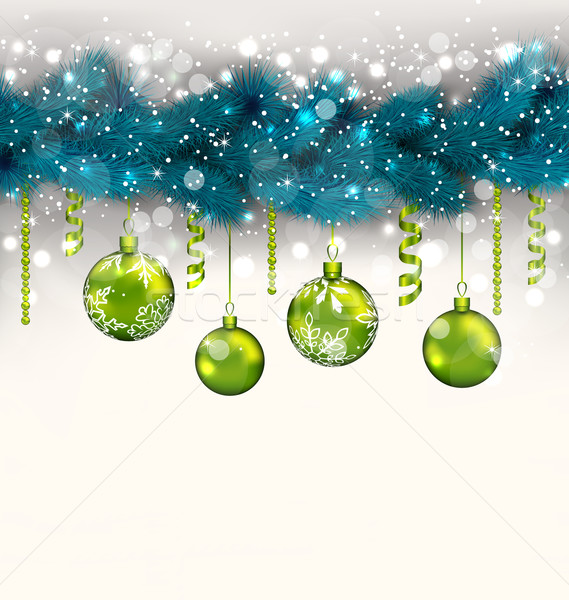 Traditional decoration with fir branches and glass balls for Mer Stock photo © smeagorl