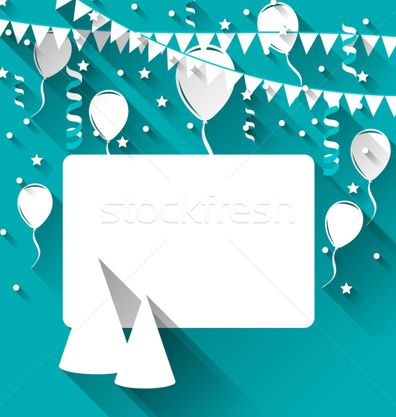 Zdjęcia stock: Uroczystości · karty · strony · balony · konfetti