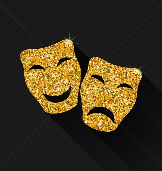 Komedie tragedie maskers illustratie gouden textuur Stockfoto © smeagorl