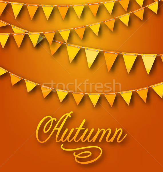 Autumn Bright Holiday Card with Hanging Bunting Pennants Stock photo © smeagorl