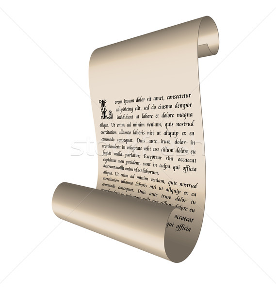Stock photo: Illustration of an ancient scroll with text