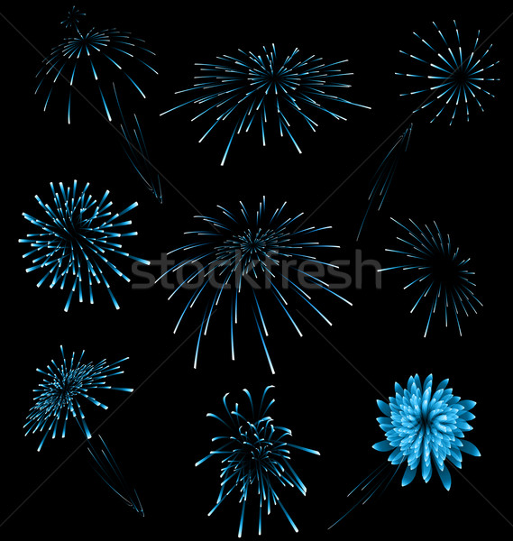 Set different fireworks on dark background Stock photo © smeagorl